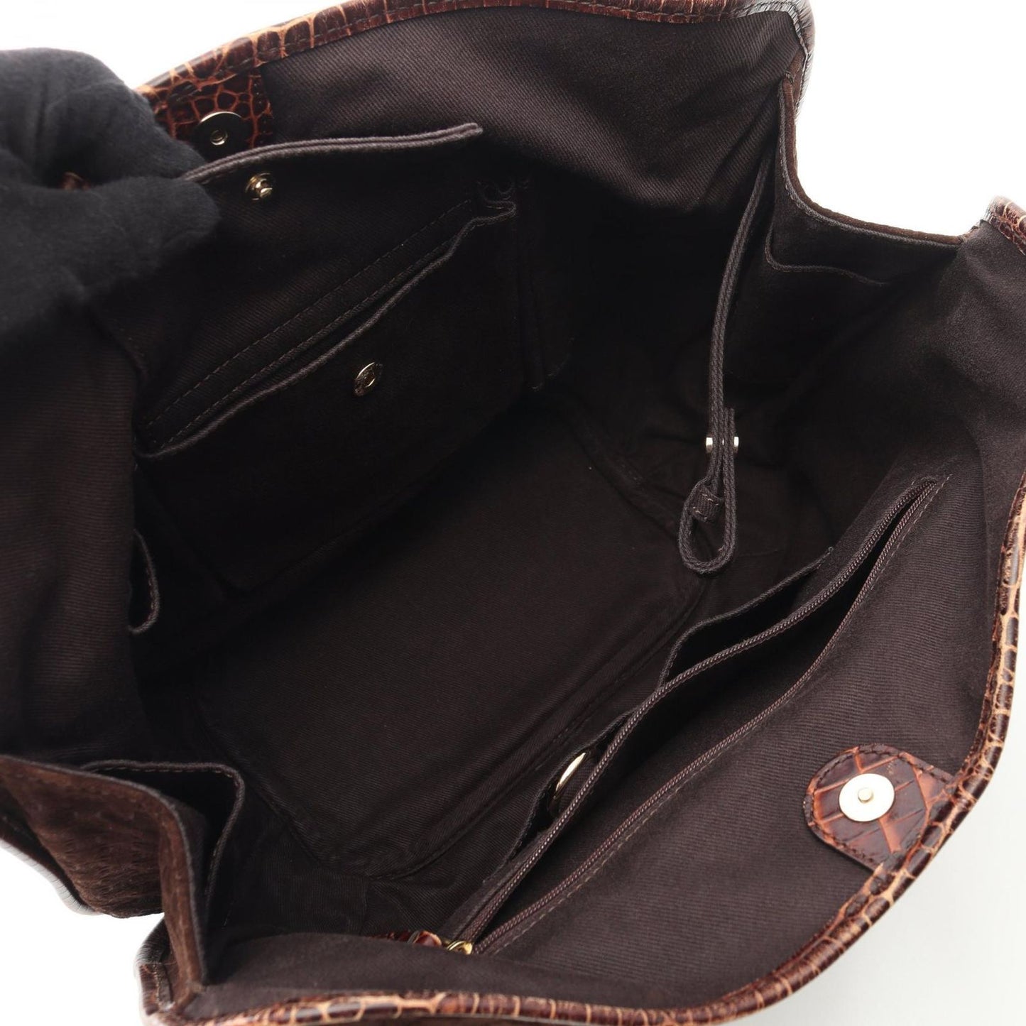 Celine Handbag Bittersweet Macadam Croco Embossed Brown Suede Leather — view 3