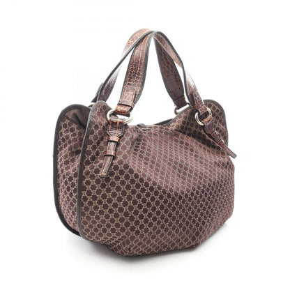 Celine Handbag Bittersweet Macadam Croco Embossed Brown Canvas Leather — view 2