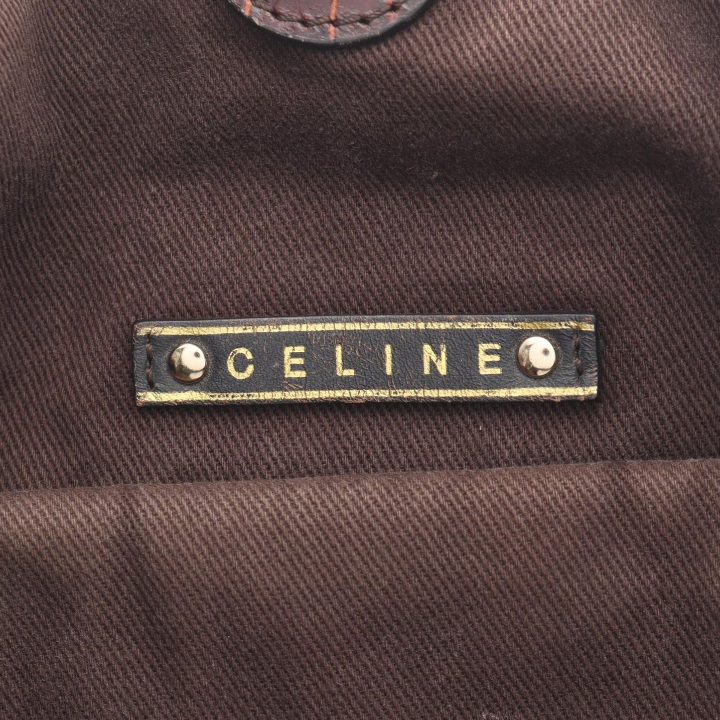 Celine Handbag Bittersweet Macadam Croco Embossed Brown Canvas Leather — view 4