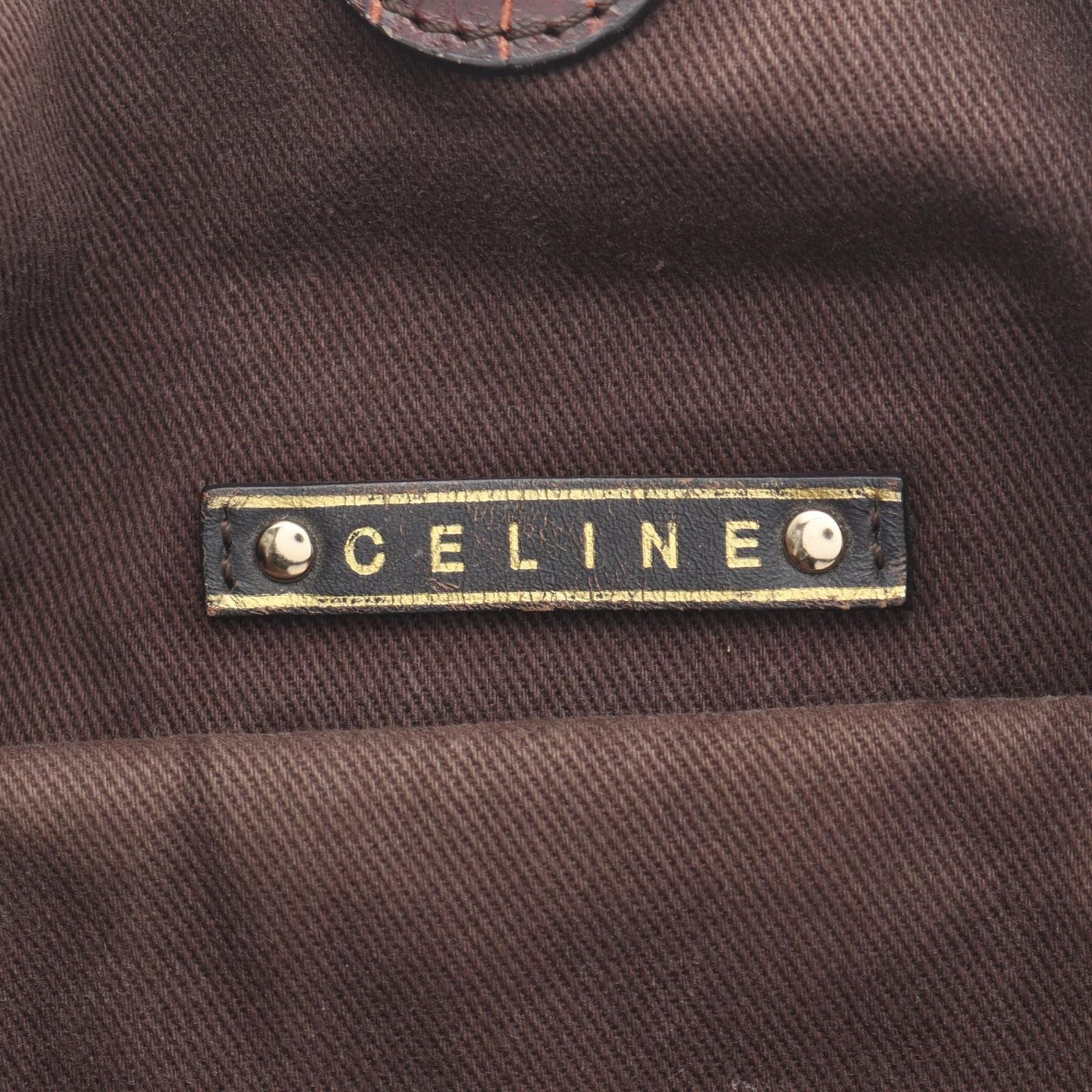 Celine Handbag Bittersweet Macadam Croco Embossed Brown Canvas Leather — view 4