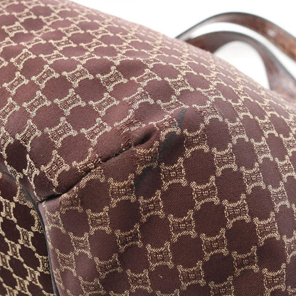 Celine Handbag Bittersweet Macadam Croco Embossed Brown Canvas Leather — view 6