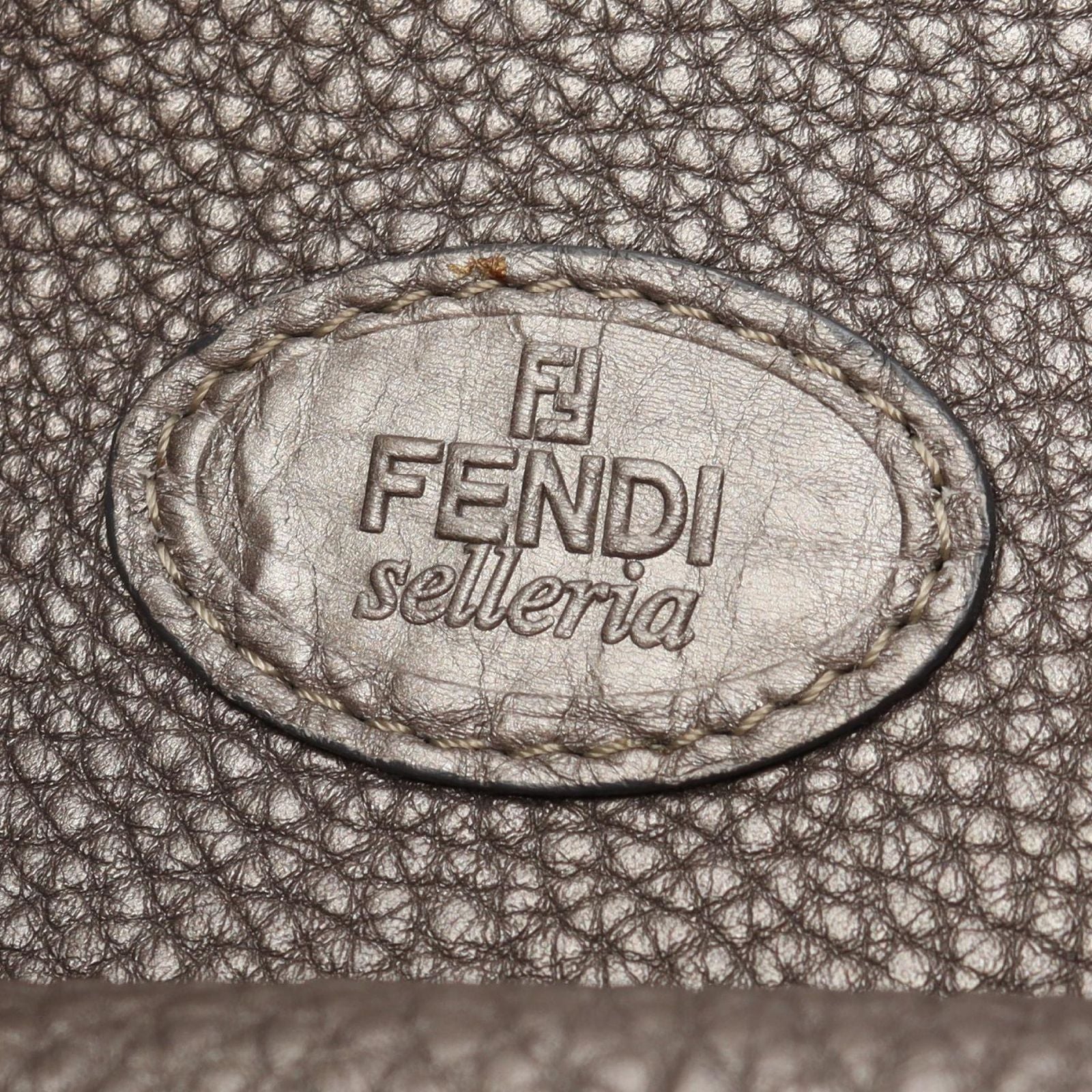 Fendi Shoulder Bag Selleria Metallic Braided Strap Gray Leather — view 4