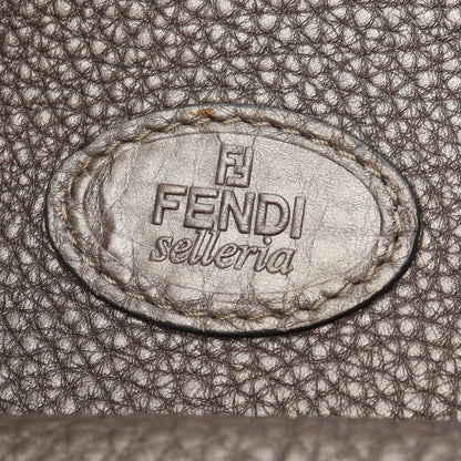 Fendi Shoulder Bag Selleria Metallic Braided Strap Gray Leather — view 4