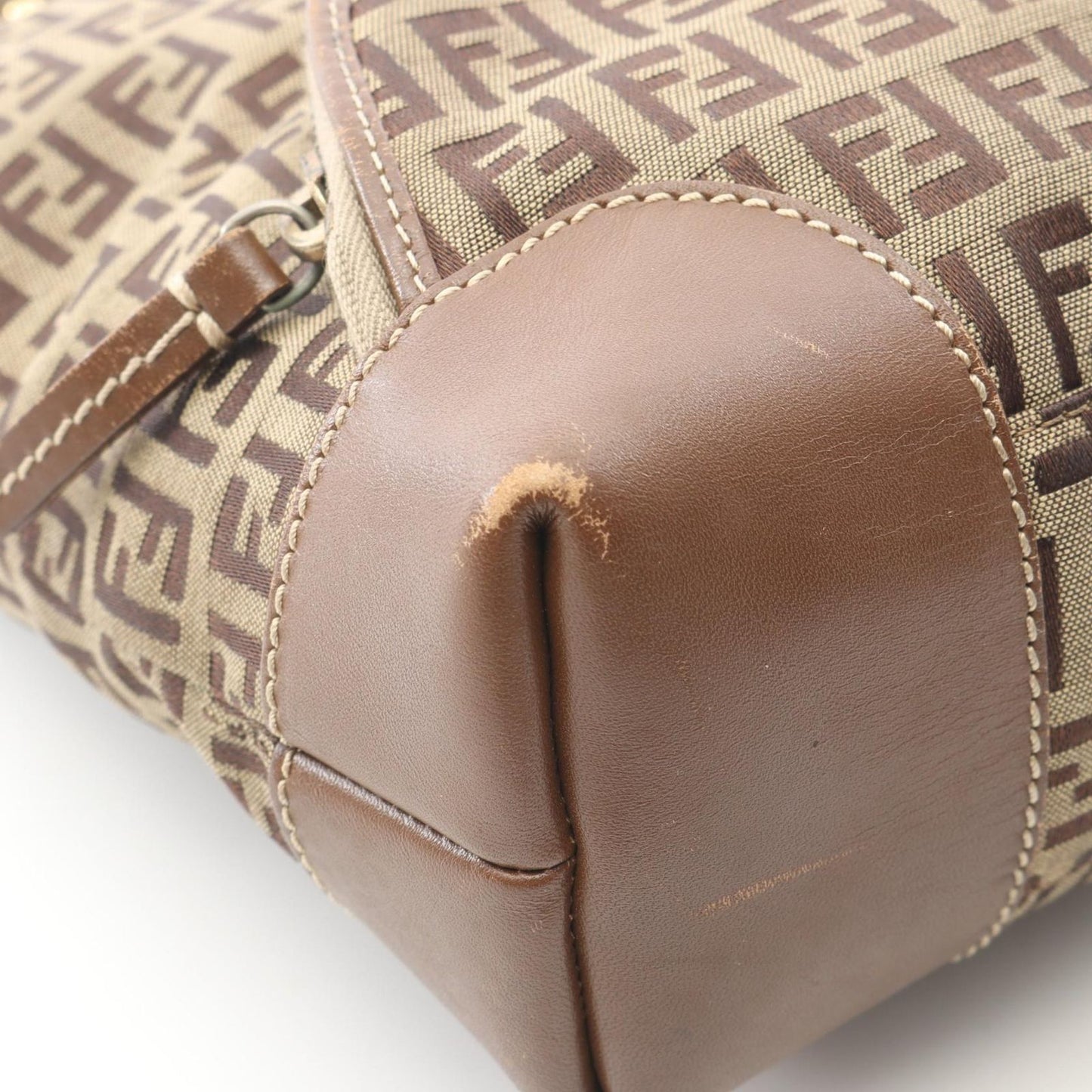 Fendi Tote Zucchino Beige Canvas Leather — view 6