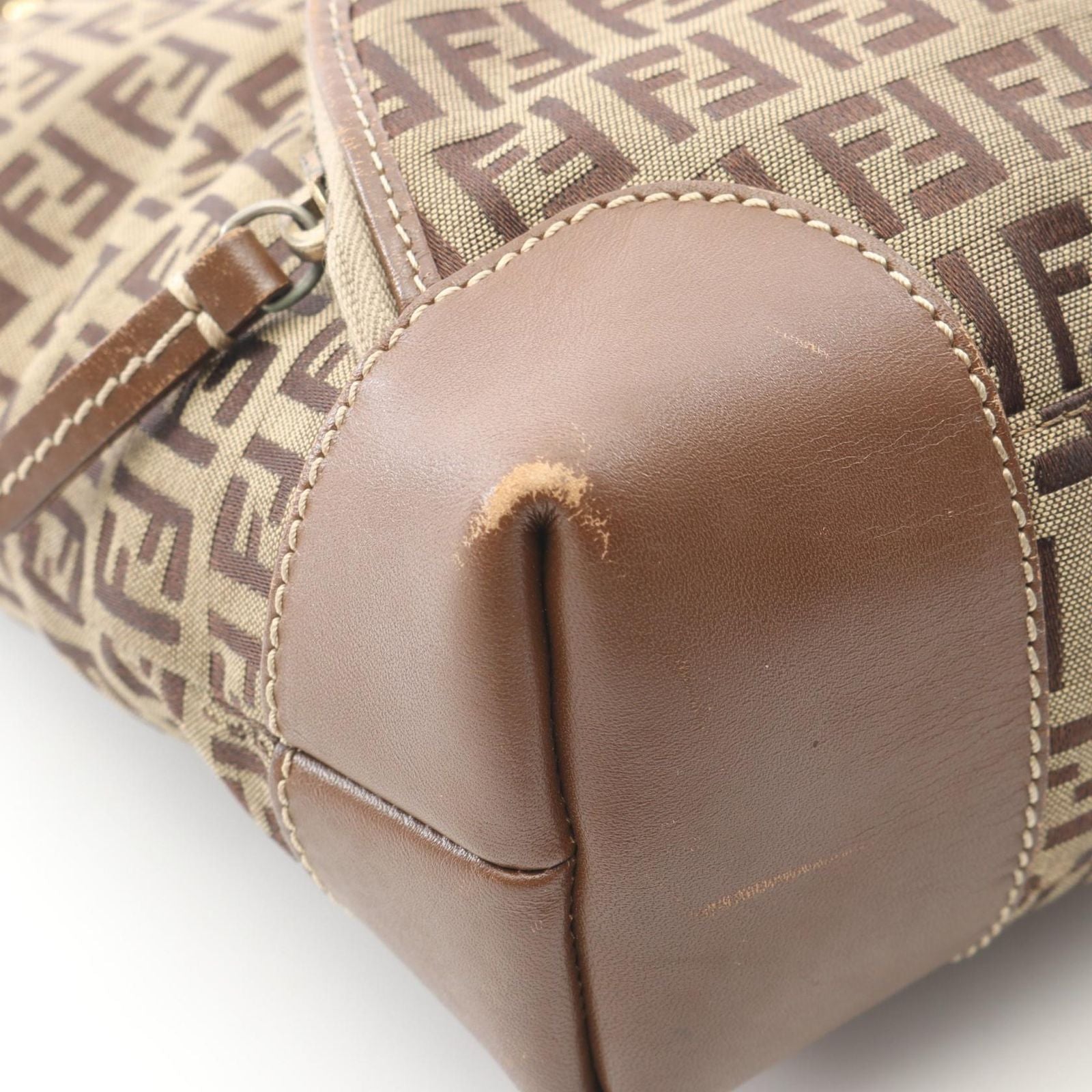 Fendi Tote Zucchino Beige Canvas Leather — view 6
