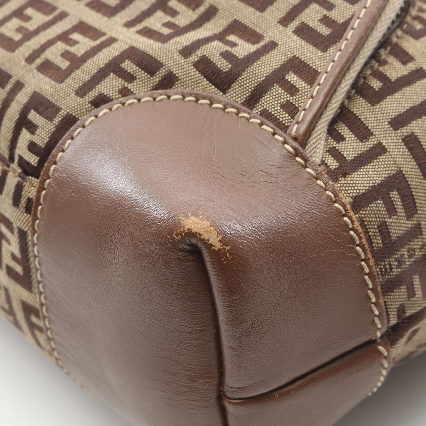 Fendi Tote Zucchino Beige Canvas Leather — view 7