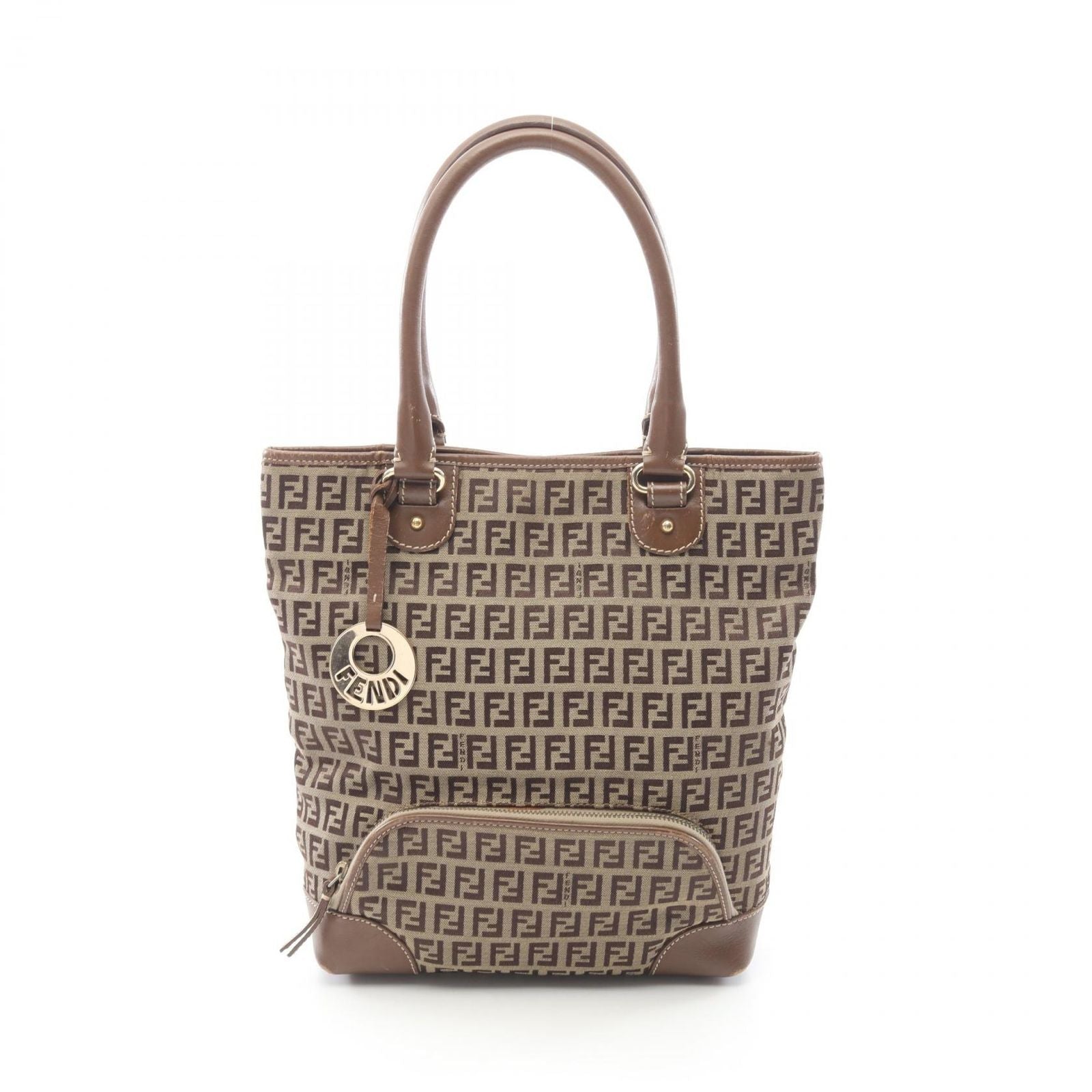Fendi Tote Zucchino Beige Canvas Leather