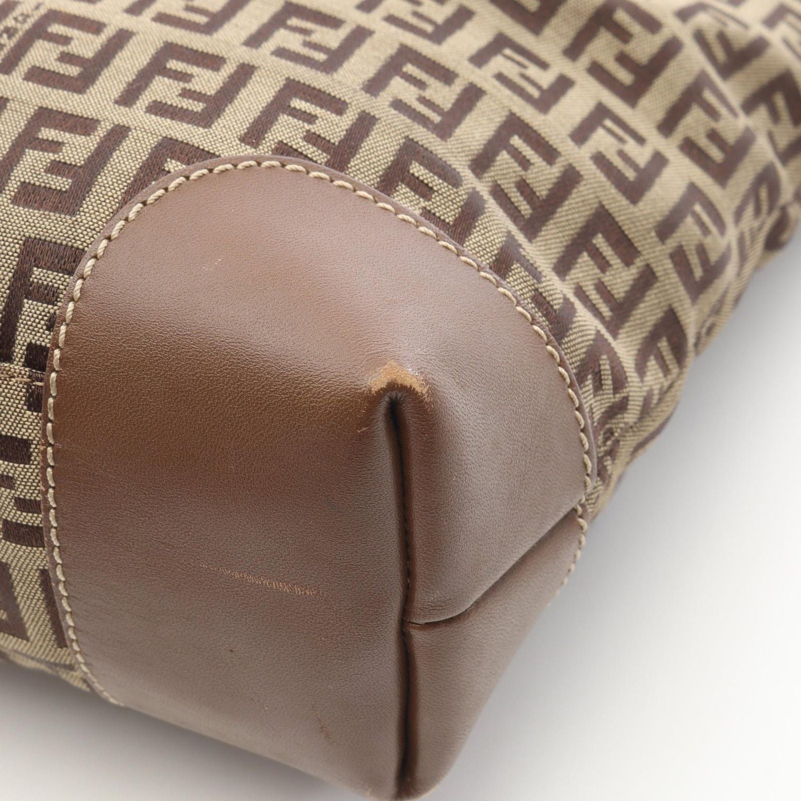 Fendi Tote Zucchino Beige Canvas Leather — view 9