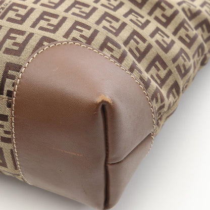 Fendi Tote Zucchino Beige Canvas Leather — view 9