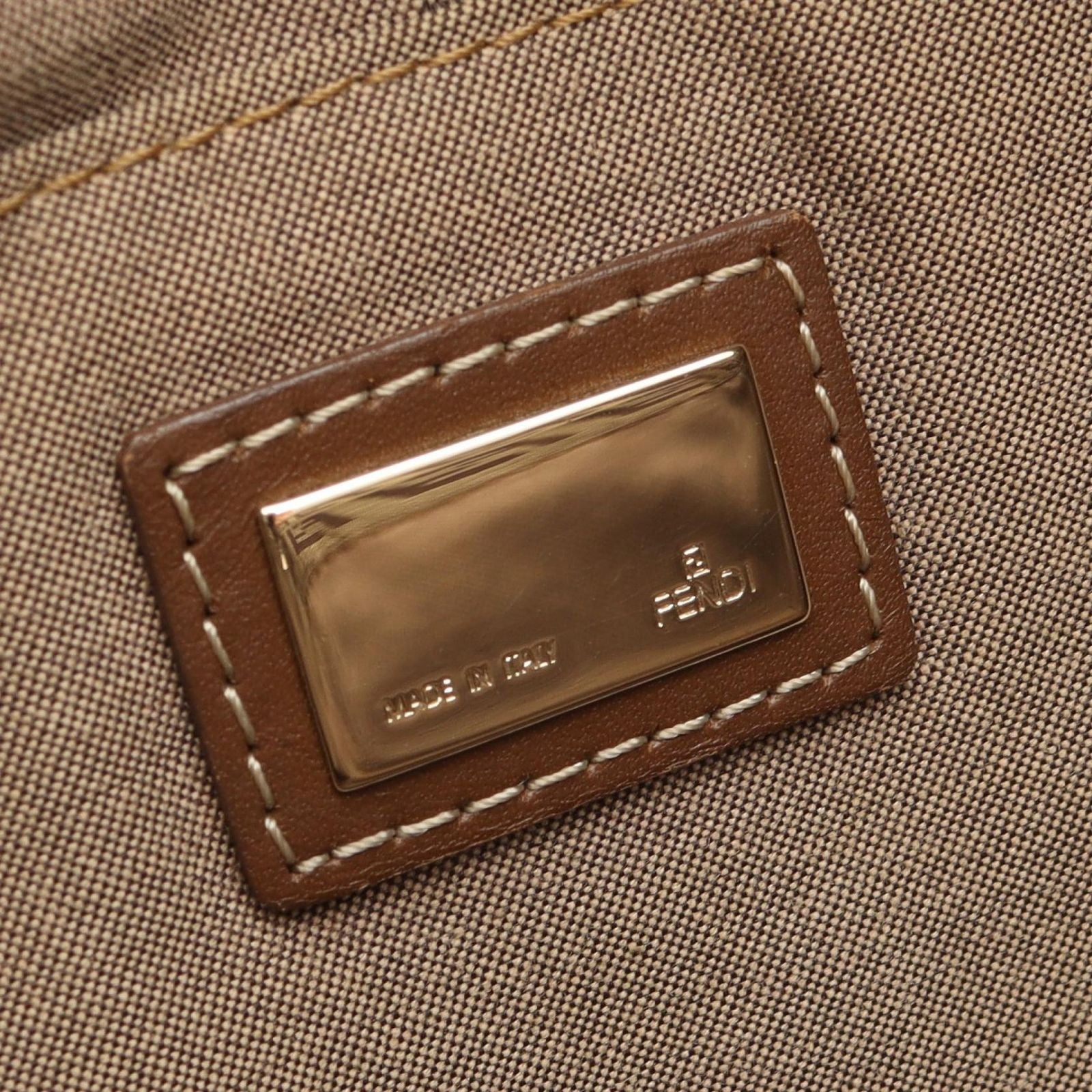 Fendi Tote Zucchino Beige Canvas Leather — view 4