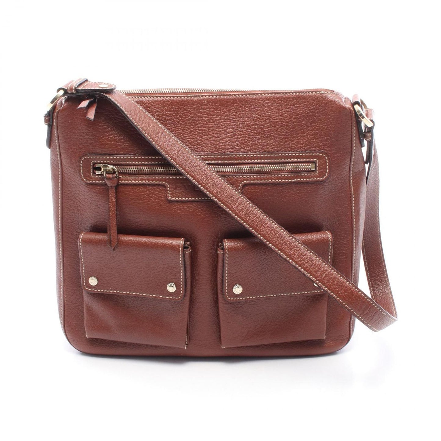 Bvlgari Shoulder Bag Brown Leather