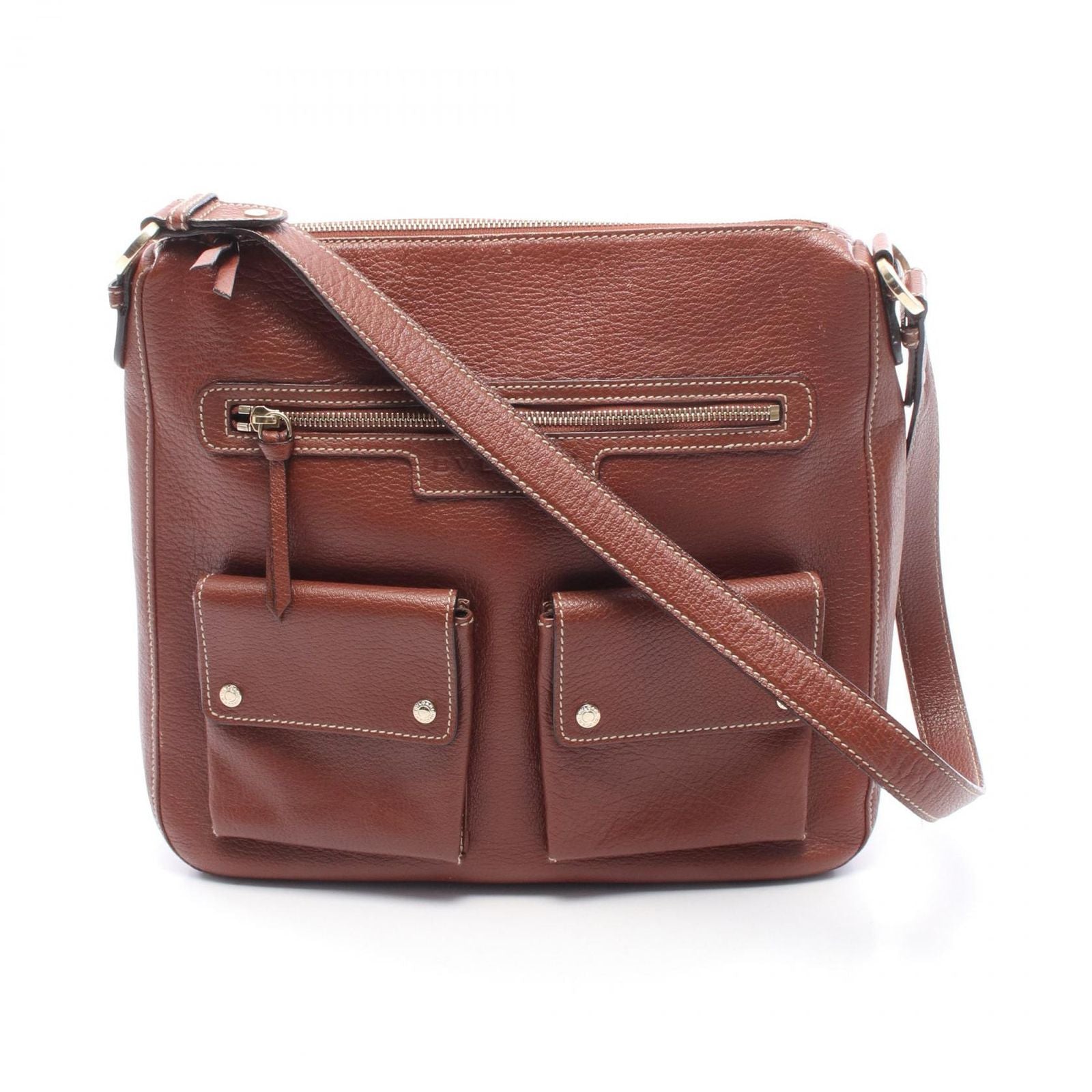Bvlgari Shoulder Bag Brown Leather