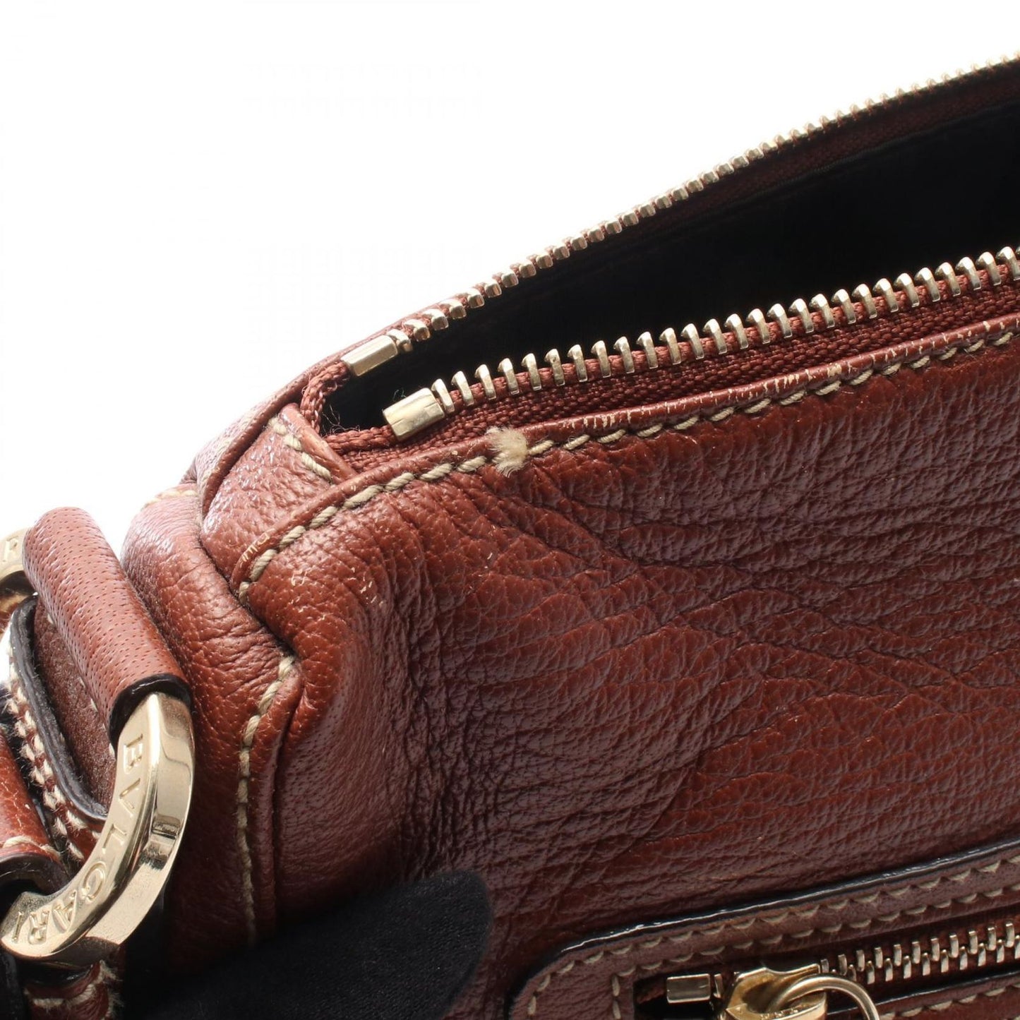 Bvlgari Shoulder Bag Brown Leather — view 5
