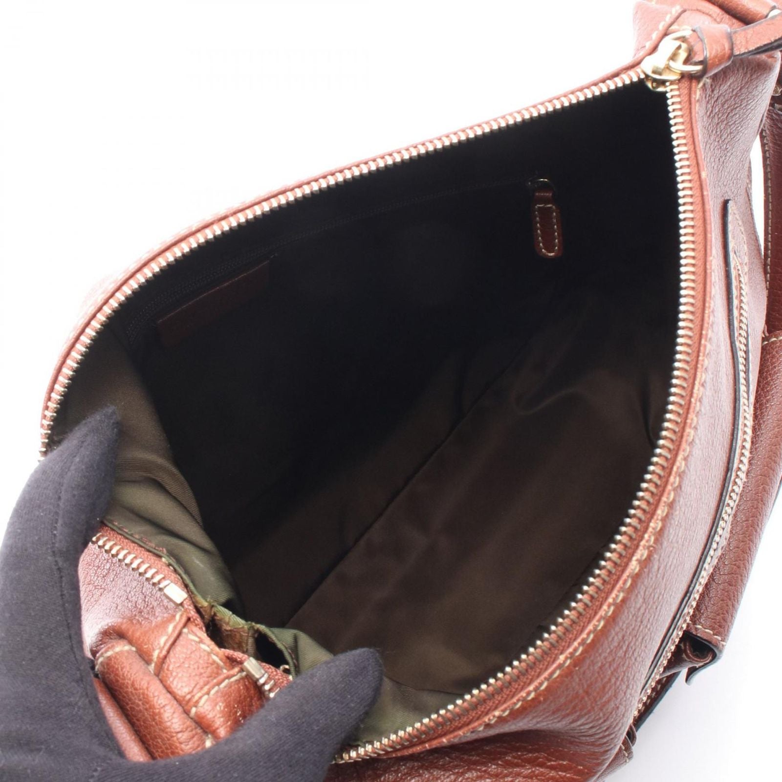 Bvlgari Shoulder Bag Brown Leather — view 3