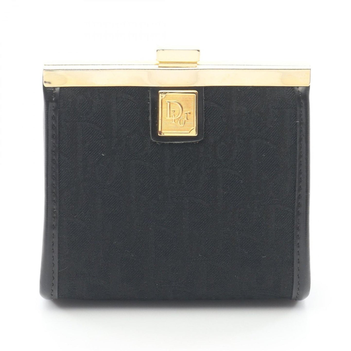Dior Coin Case Trotter Clasp Black Canvas Leather