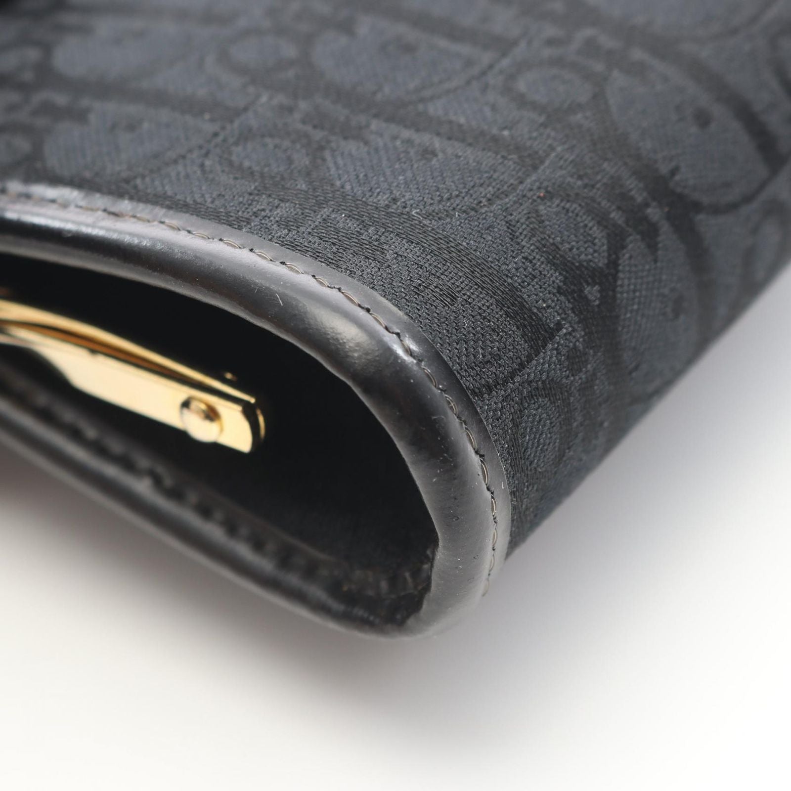 Dior Coin Case Trotter Clasp Black Canvas Leather — view 6