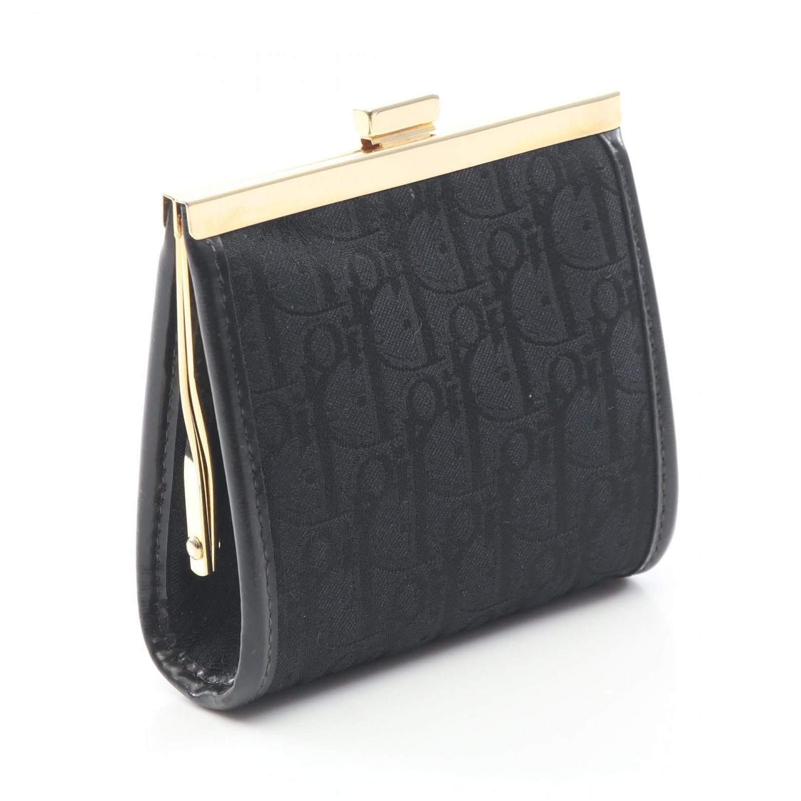 Dior Coin Case Trotter Clasp Black Canvas Leather — view 2