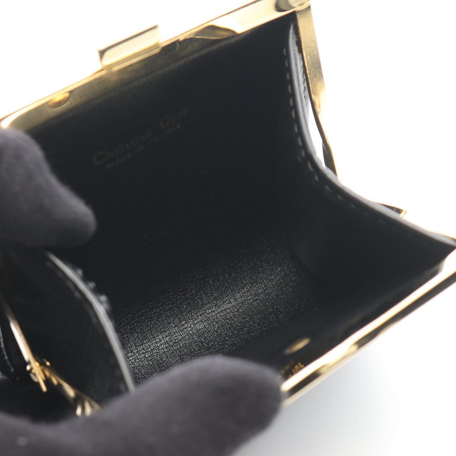 Dior Coin Case Trotter Clasp Black Canvas Leather — view 3