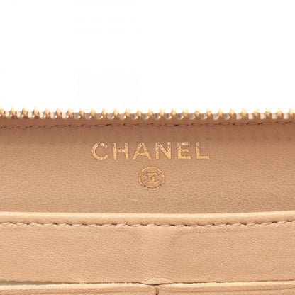 Chanel Round Wallet Quilted Beige Lambskin — view 4