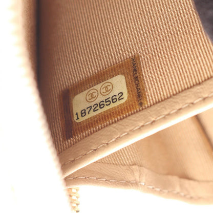 Chanel Round Wallet Quilted Beige Lambskin — view 5