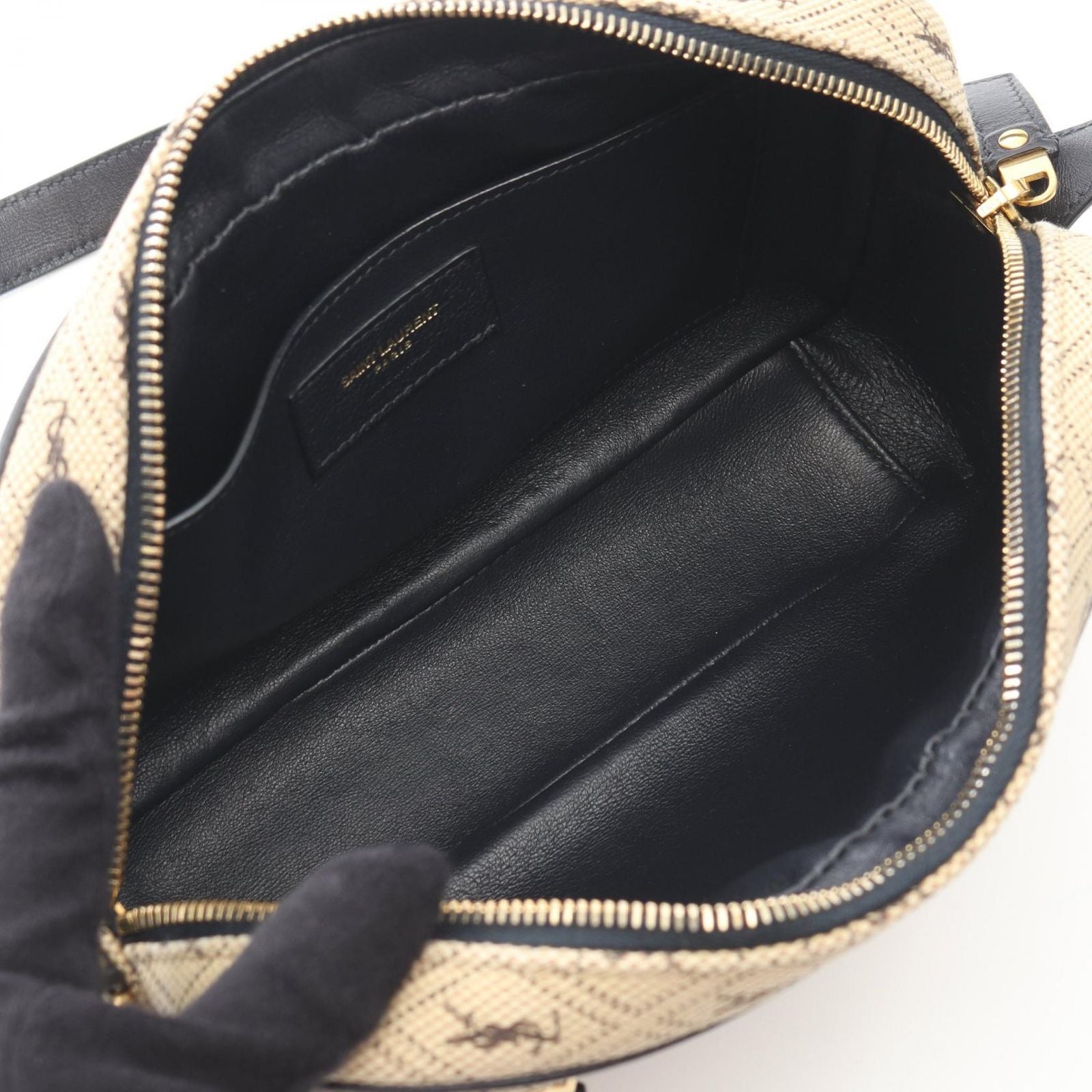 Saint Laurent Paris Shoulder Bag Monogram Beige Canvas Leather — view 3