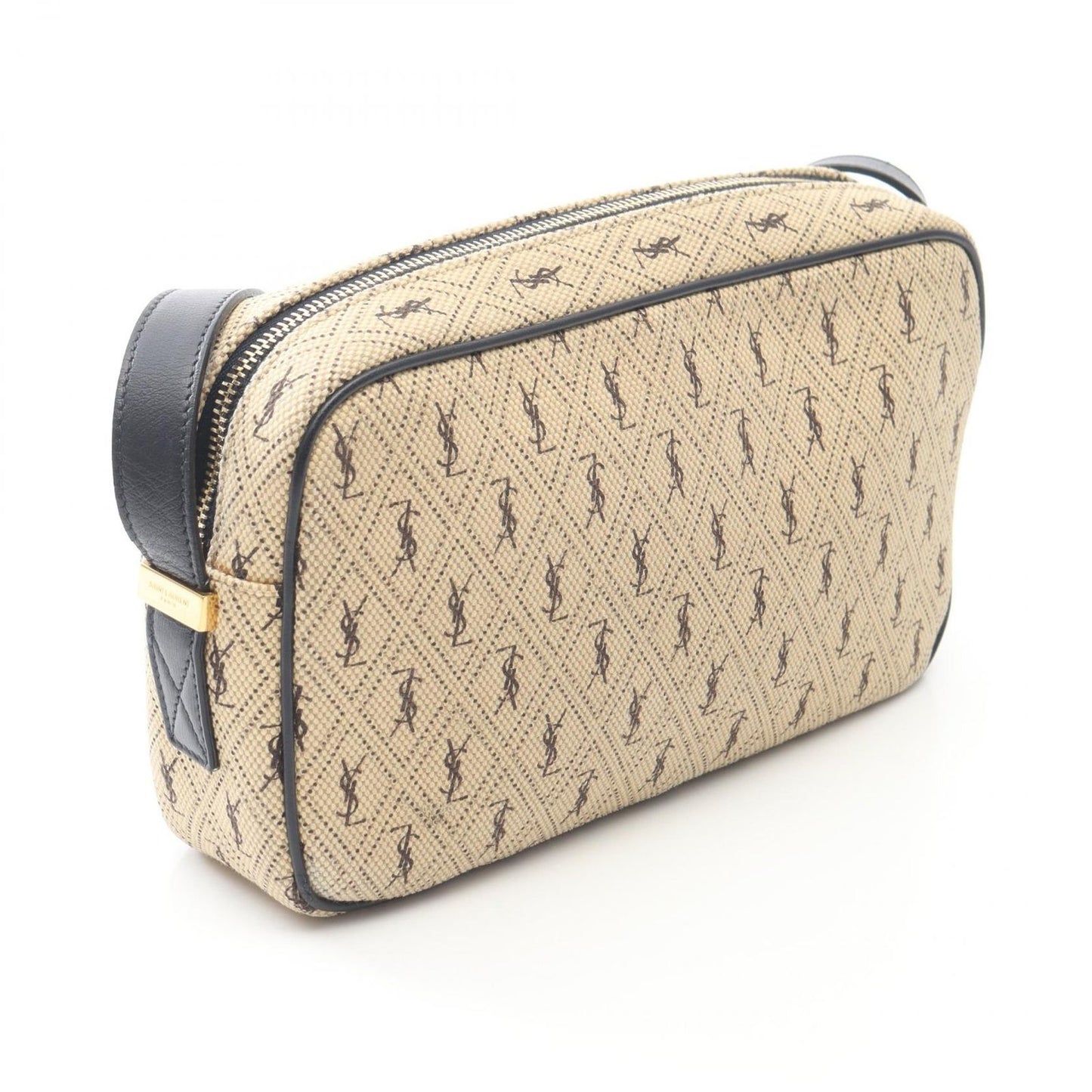 Saint Laurent Paris Shoulder Bag Monogram Beige Canvas Leather — view 2