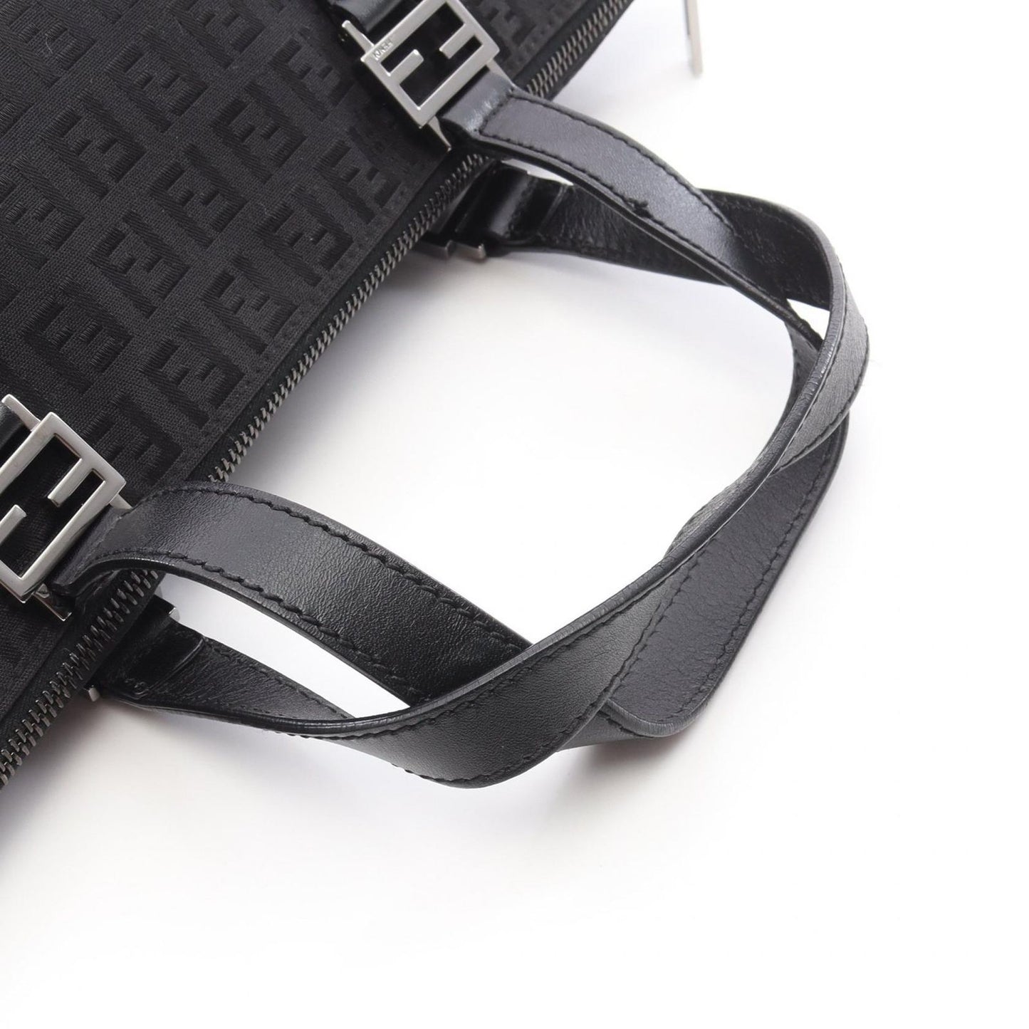 Fendi Tote Zucchino Black Canvas Leather — view 5