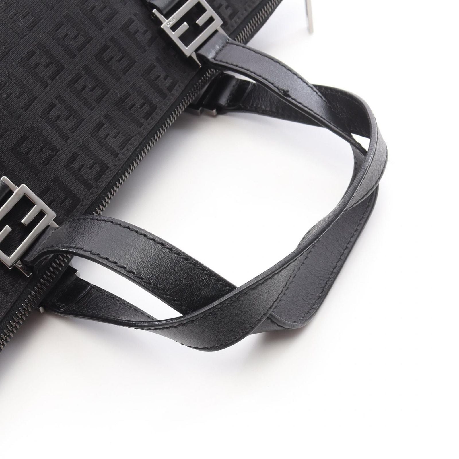 Fendi Tote Zucchino Black Canvas Leather — view 5
