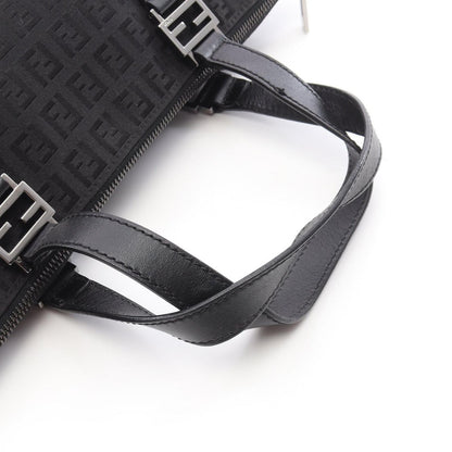 Fendi Tote Zucchino Black Canvas Leather — view 5