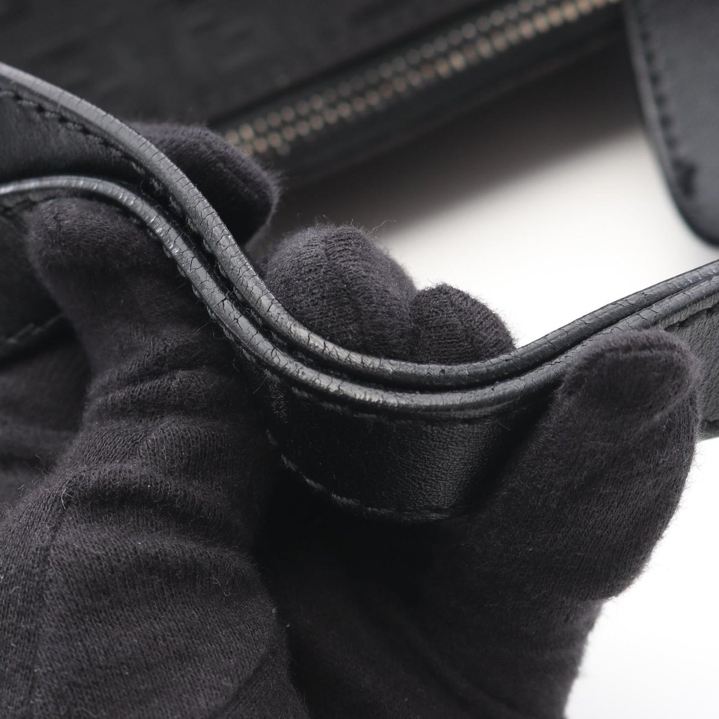 Fendi Tote Zucchino Black Canvas Leather — view 8