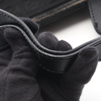 Fendi Tote Zucchino Black Canvas Leather — view 8