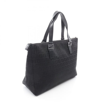 Fendi Tote Zucchino Black Canvas Leather — view 2