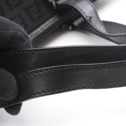 Fendi Tote Zucchino Black Canvas Leather — view 7