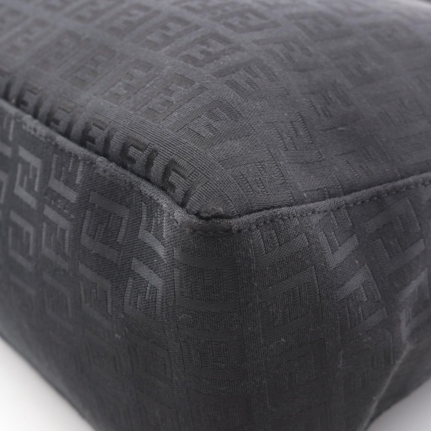 Fendi Tote Zucchino Black Canvas Leather — view 9