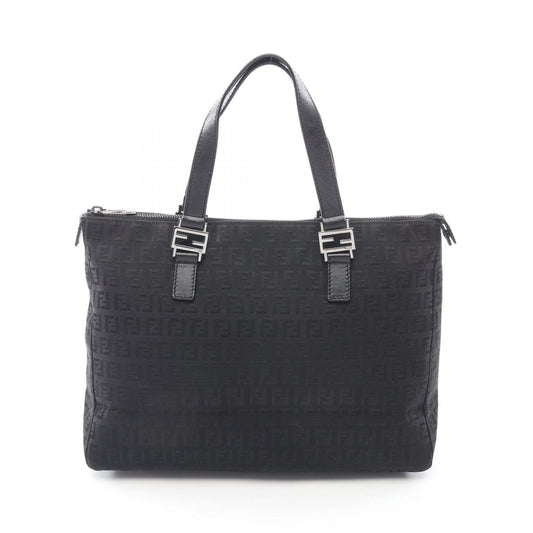 Fendi Tote Zucchino Black Canvas Leather
