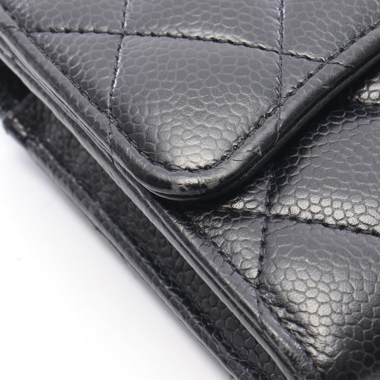 Chanel Bifold Wallet Classic Long Flap Quilted Black Caviar Leather — view 8