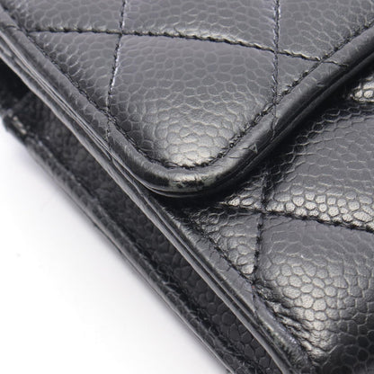 Chanel Bifold Wallet Classic Long Flap Quilted Black Caviar Leather — view 8
