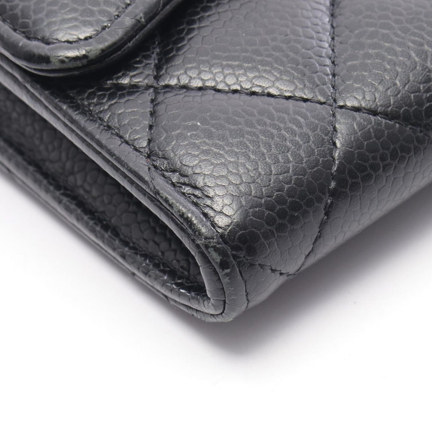 Chanel Bifold Wallet Classic Long Flap Quilted Black Caviar Leather — view 9