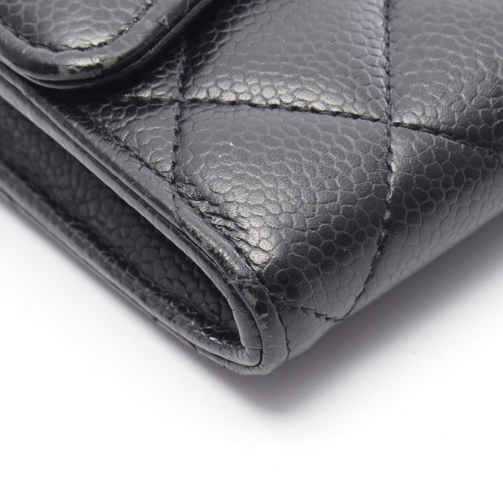 Chanel Bifold Wallet Classic Long Flap Quilted Black Caviar Leather — view 9