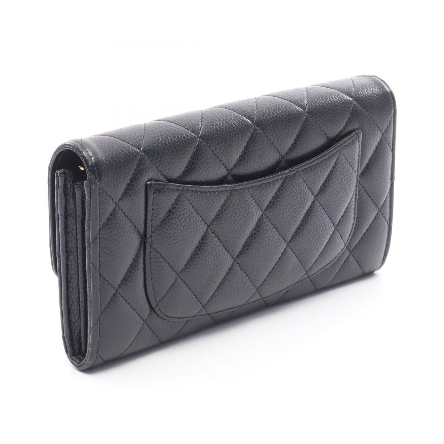 Chanel Bifold Wallet Classic Long Flap Quilted Black Caviar Leather — view 2