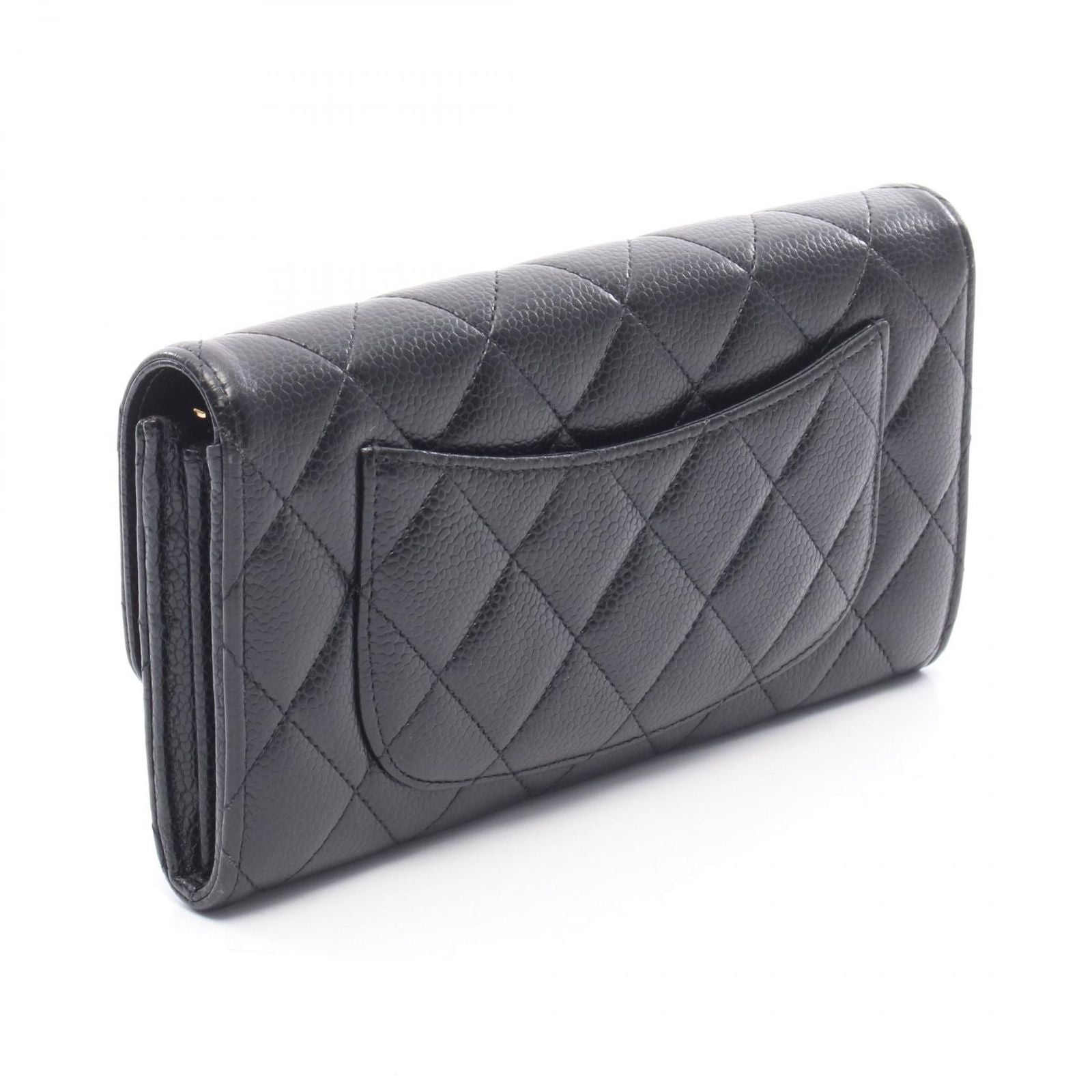 Chanel Bifold Wallet Classic Long Flap Quilted Black Caviar Leather — view 2