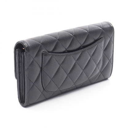 Chanel Bifold Wallet Classic Long Flap Quilted Black Caviar Leather — view 2
