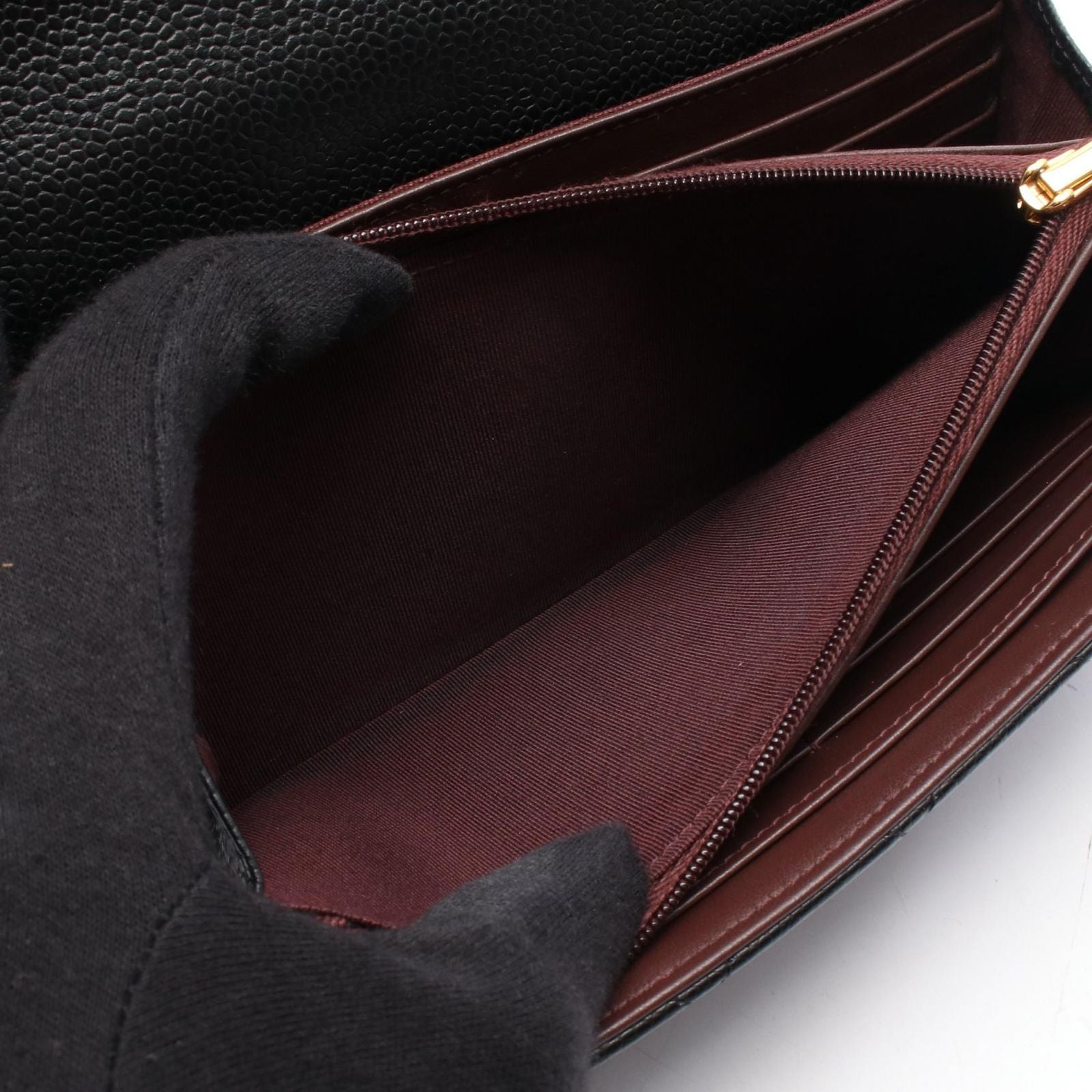 Chanel Bifold Wallet Classic Long Flap Quilted Black Caviar Leather — view 4