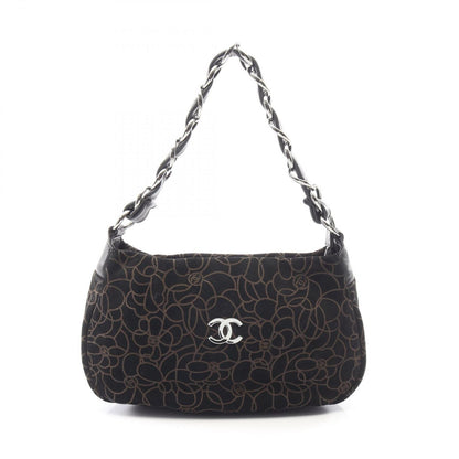 Chanel Handbag Camellia Black Suede Lambskin Chain Bag