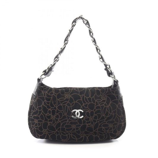 Chanel Handbag Camellia Black Suede Lambskin Chain Bag