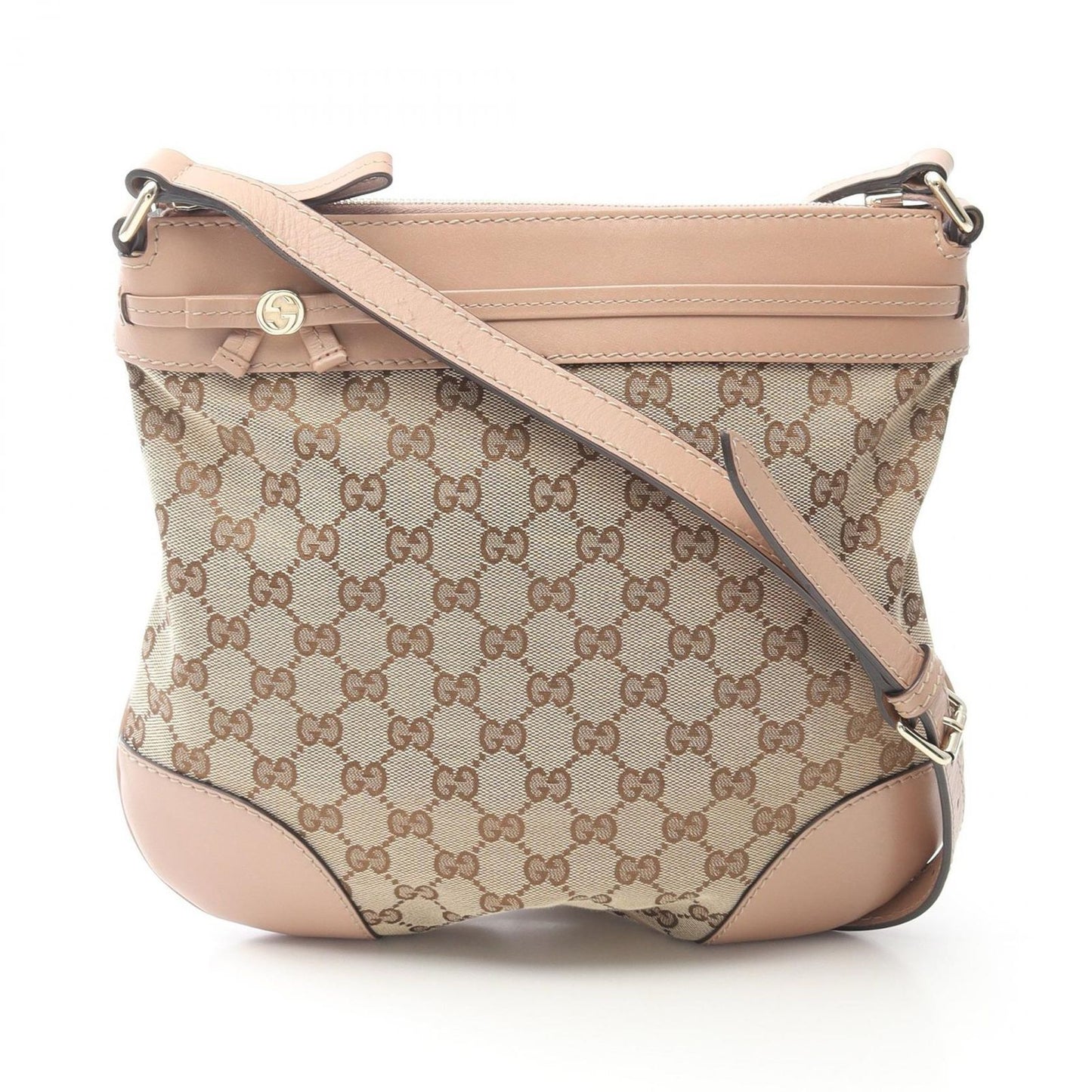 Gucci Shoulder Bag Mayfair GG Canvas Pink Beige Brown