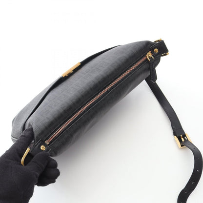 Fendi Shoulder Bag Zucchino Gray Black Canvas Leather — view 8