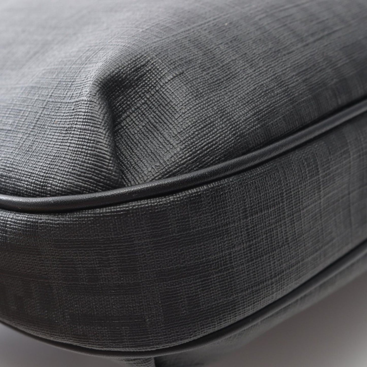 Fendi Shoulder Bag Zucchino Gray Black Canvas Leather — view 6