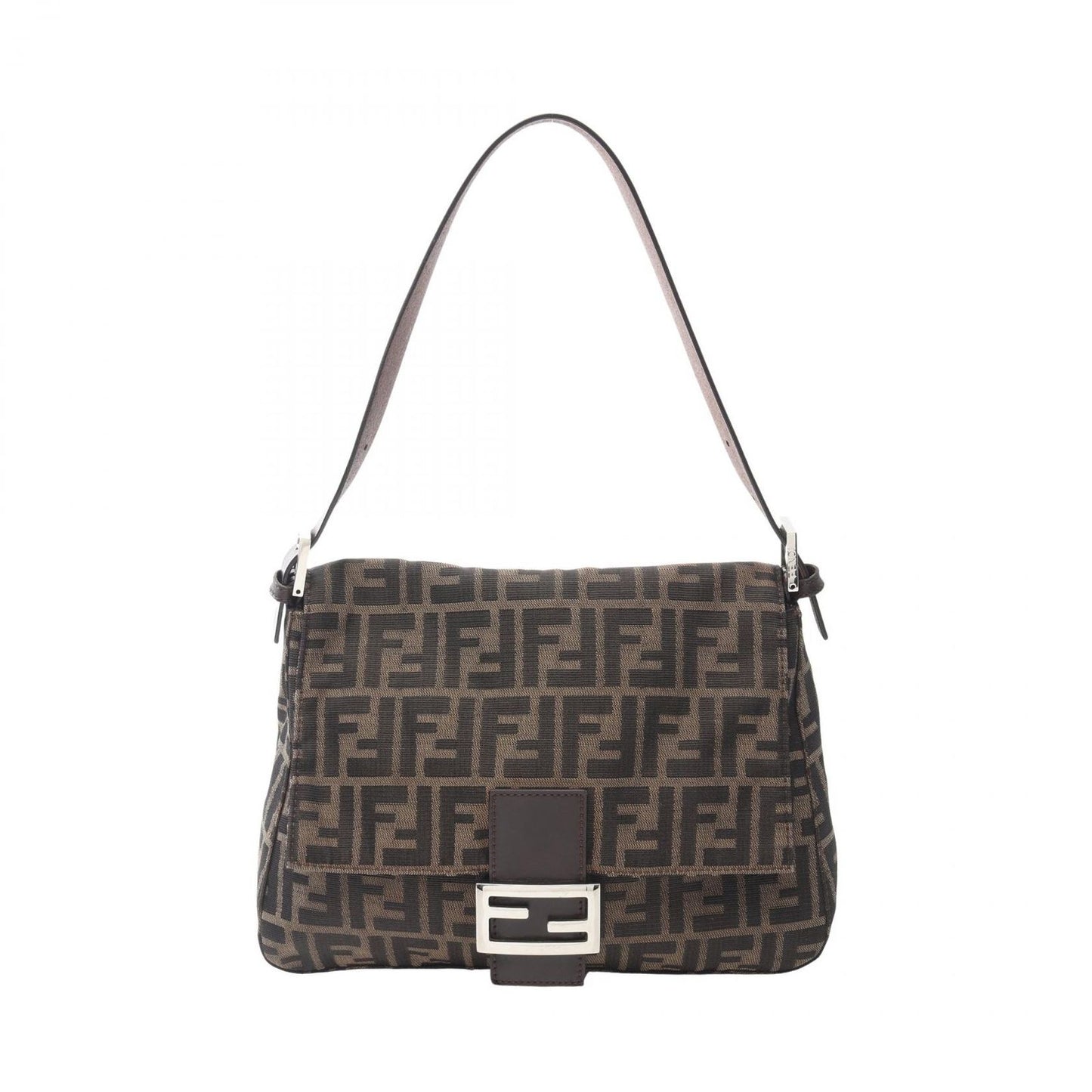 Fendi Shoulder Bag Zucca Brown Canvas Leather Man Bucket