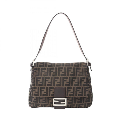 Fendi Shoulder Bag Zucca Brown Canvas Leather Man Bucket